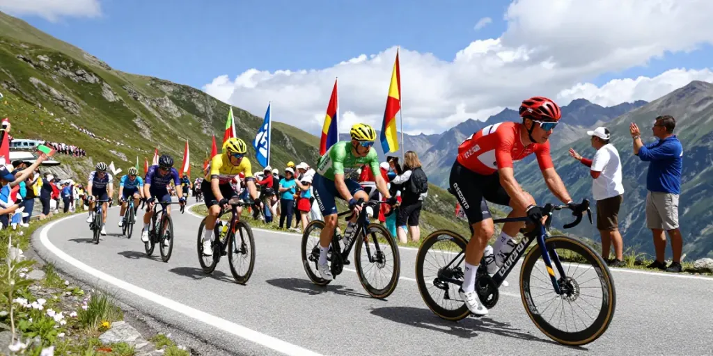WorldTour cyclists racing in 2026 along a spectacular mountain route.